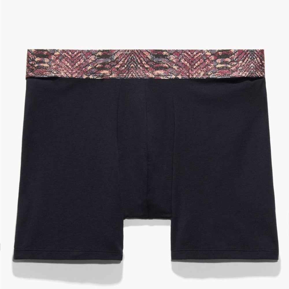 Savage X Fenty Black Boxer Briefs with snake-print elastic waistband